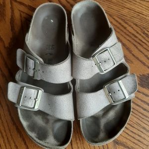 Birkenstock Arizona Washed Rose Gold Slide Sandals